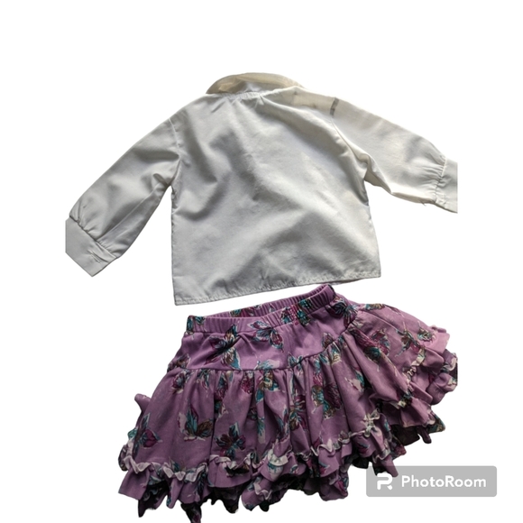 Childrens Place Butterfly Tutu and R. GEE White Long Sleeve Ruffle Shirt. - Picture 8 of 8